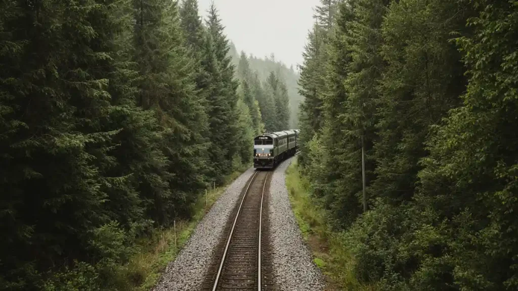train crossing forest
