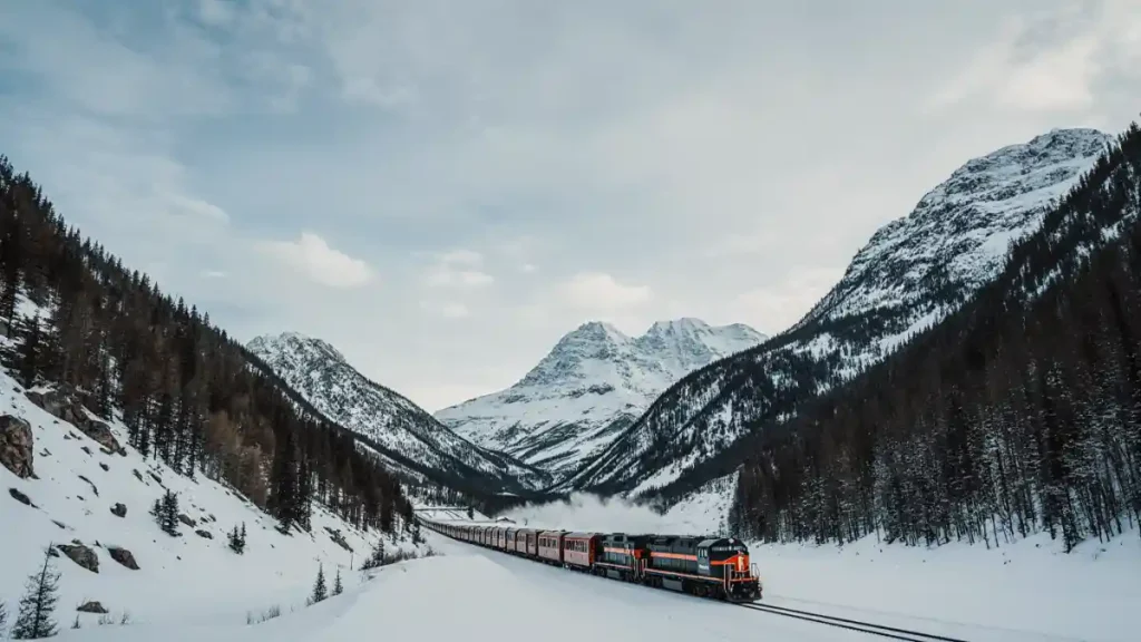 train crossing mountains
